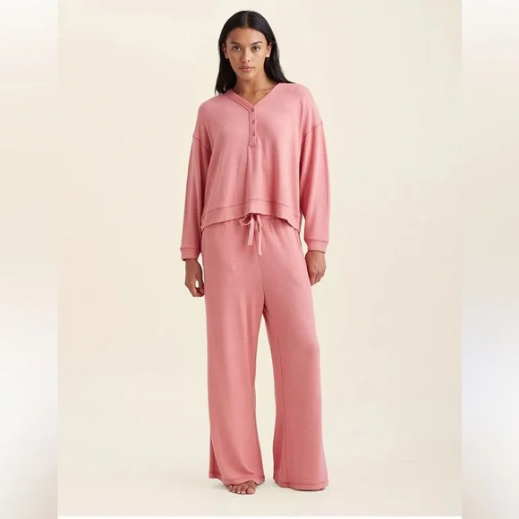 Papinelle Feather Soft Long Sleeve Women's Coral Pajama Set - Picture 8 of 10